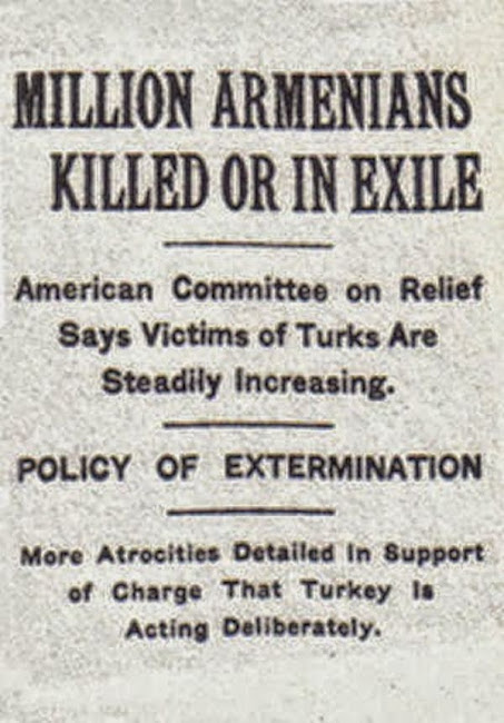 Nota do The New York Times sobre o genocídio armênio em 1915