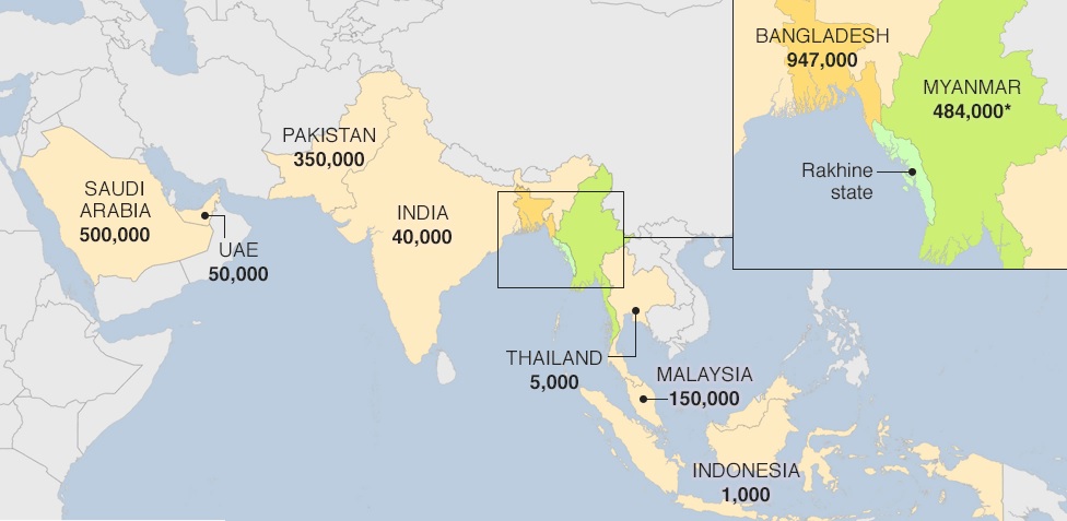 Distribuição espacial dos Rohingyas