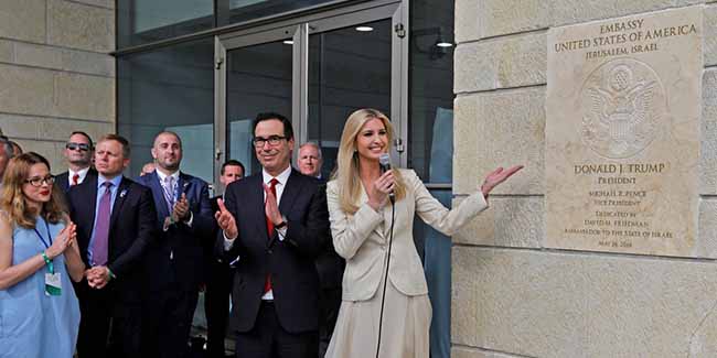Ivanka Trump na inauguração da embaixada americana em Jerusalém, 14 de maio de 2018