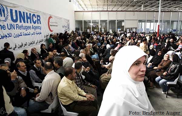 Refugiados iraquianos no centro do Acnur, em Douma (Síria), novembro de 2008