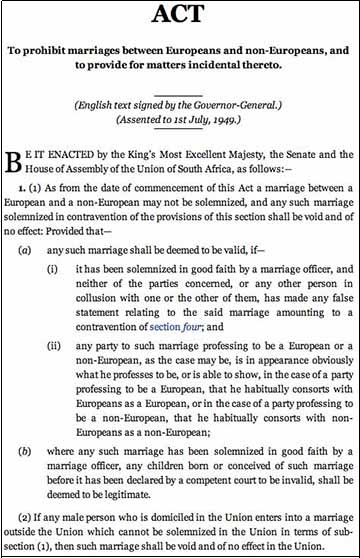 Texto original em inglês da Lei de Proibição de Casamentos Interraciais