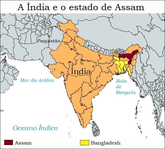 A Índia e o estado de Assam