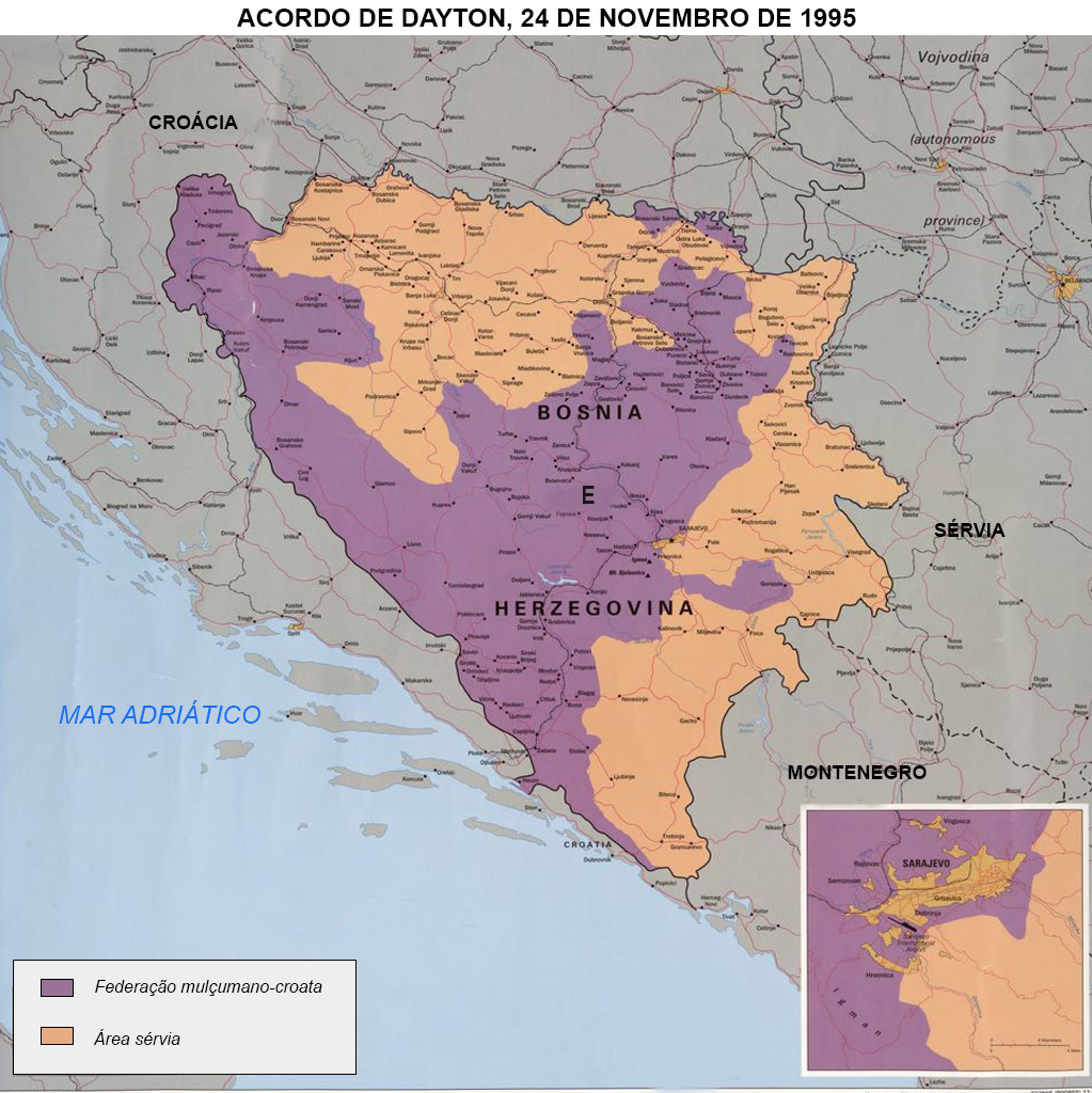 Acordo de Dayton de 1995. Bósnia e Herzegovina.