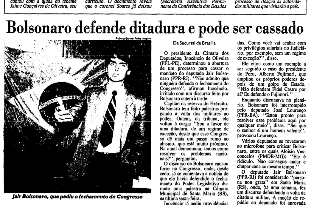 Bolsonaro defende a ditadura