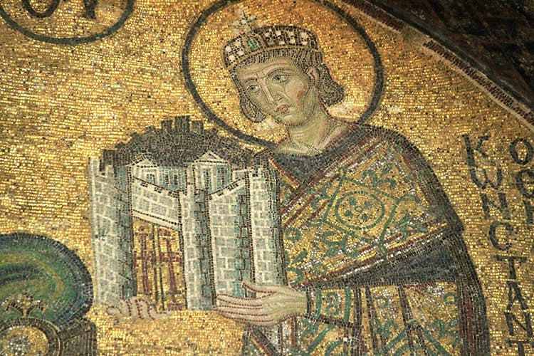 Mosaico: Constantino doa Roma