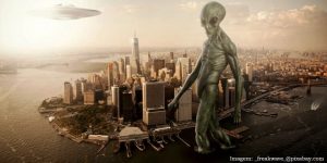 Desenho alien em Nova York