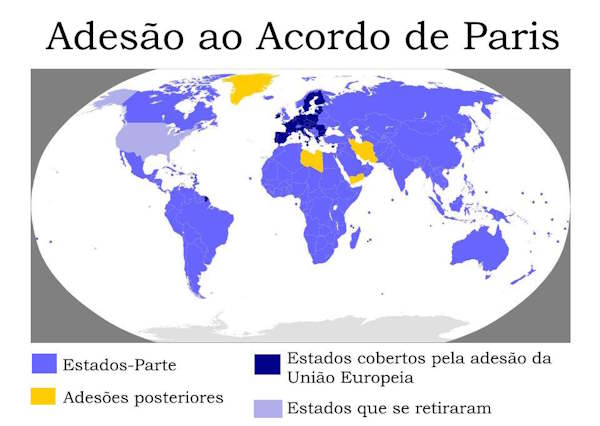 Mapa: adesão ao Acordo de Paris